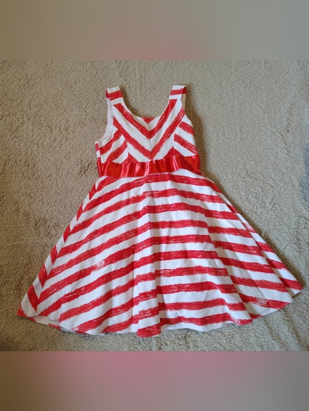 Rare Editions Girls' Sleeveless Dress Fit and Flare Orange White Stripe Size 7